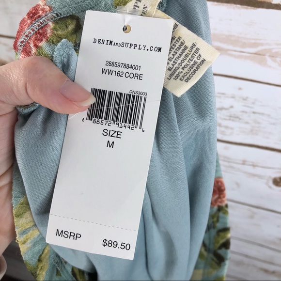 Denim & Supply aqua floral lace stretch mini skirt - Picture 7 of 7